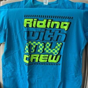ZUMBA “Riding with My Crew” unisex tee bright blue available in m/l xl/xxl